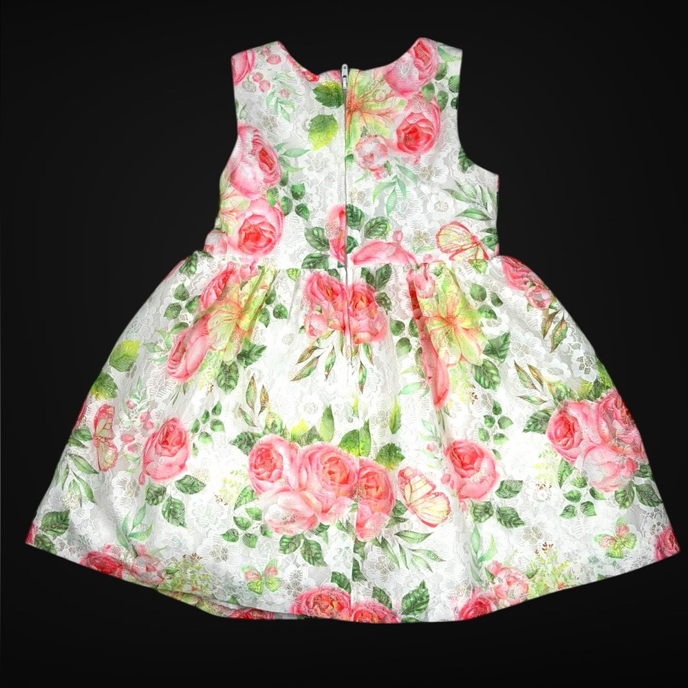 Bonnie Baby 3-Piece Floral Dress Set w/ Green Cardigan & Diaper Cover –Size 24M - Picture 6 of 17